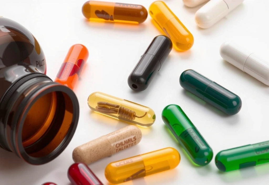 Variedad de vitaminas y suplementos en cápsulas