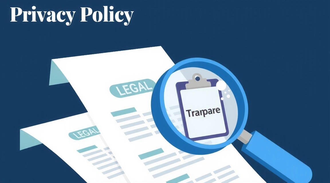 Ilustración de una lupa examinando documentos, simbolizando transparencia en la política de privacidad.