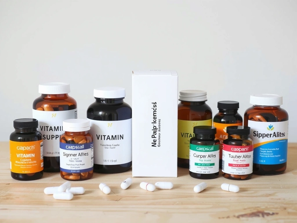 Una selección de suplementos vitamínicos en envases elegantes y naturales.